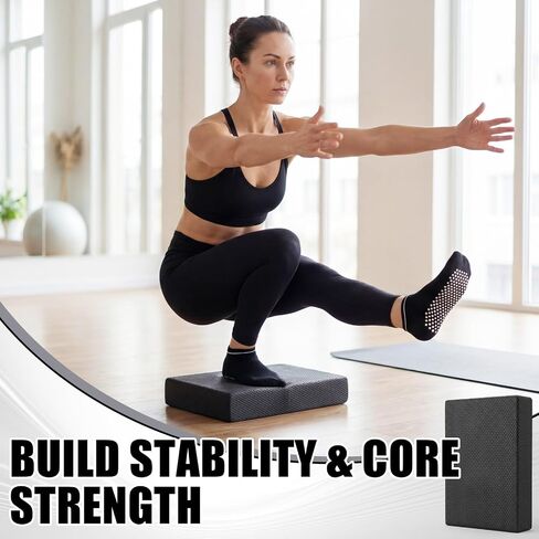Thenshop 11 Pcs Exercise Balance Pad and Yoga Kits for Home Workouts with Resistance Bands, Yoga Blocks, Stretch Strap, Massage Ball, Pilates Socks Fitness and Stability Training Physical Therapy in Kuwait