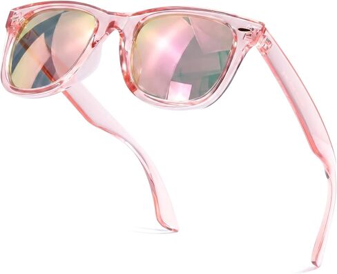 HASFOX® Polarized Sunglasses for Womens | UV Protection & Driving Anti Glare | Mirrored Trendy Square Shades with Case in Kuwait