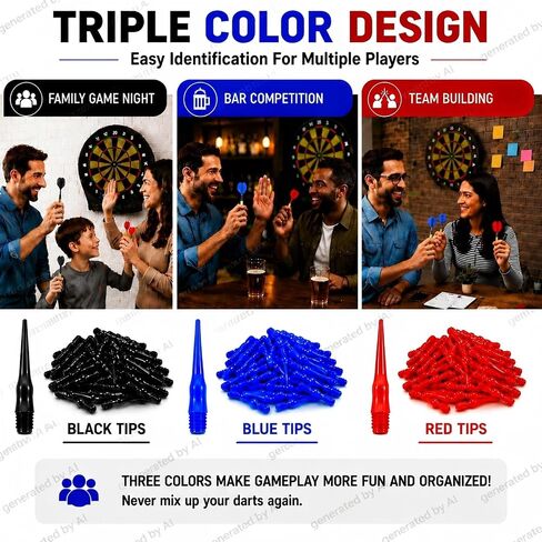 300 Pack Plastic Dart Tips 2BA Soft Tip Dart Tips 1.14 Inch, Premium Triple-Color 2BA Soft Dart Tip Replacement, Tougher & More Wear-Resistant Thread for Electronic Dart Boards in Kuwait