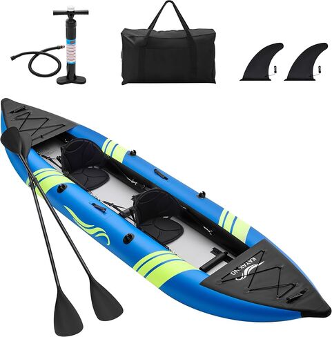 WETURE Inflatable Kayak 2 Person, Tandem Touring Kayaks for Adults, 12.5FT 507 LBS Capacity, Portable Kayak with Luminous Strips, Adjustable Kayak Seat, 2 Paddles, 2 Tail Fins, Pump &Storage Bag in Kuwait