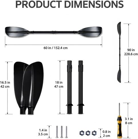 Kayak Paddle Heavy Duty,Portable Boat Oar with Thickened Reinforced Shaft Non-Slip Frosted Grip Telescopic Paddle for Ice Breaking Multi-Scenario Water Use. in Kuwait