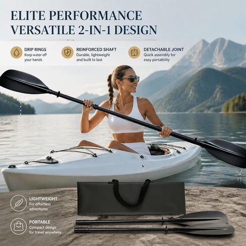 Kayak Paddle Heavy Duty,Portable Boat Oar with Thickened Reinforced Shaft Non-Slip Frosted Grip Telescopic Paddle for Ice Breaking Multi-Scenario Water Use. in Kuwait