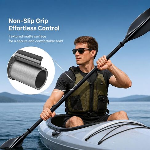 Kayak Paddle Heavy Duty,Portable Boat Oar with Thickened Reinforced Shaft Non-Slip Frosted Grip Telescopic Paddle for Ice Breaking Multi-Scenario Water Use. in Kuwait