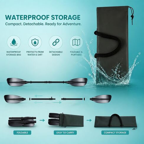 Youth Kayak Paddle,4 Piece Kayak Oar with Waterproof Storage Bag Wide Blade Adjustable Kayak Paddle Teens Beginners Kayaking Canoeing Fishing Boating Lake River Ocean. in Kuwait