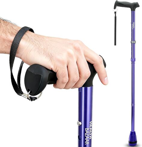 All Terrain Walking Cane for Men & Women, Lightweight, Foldable, Adjustable, Shock Absorption, Collapsible Walking Stick for Seniors & Adults in Kuwait