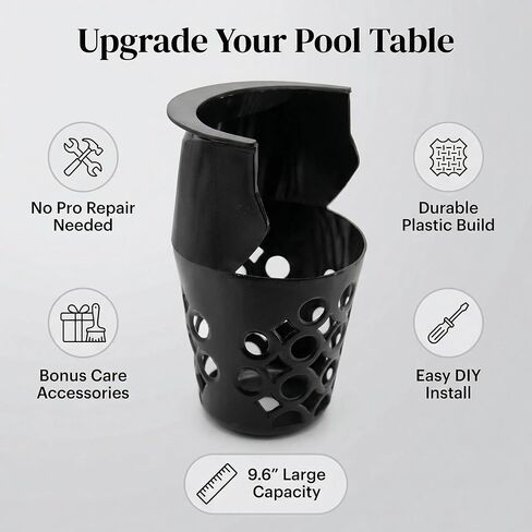 Pool Table Pockets Replacement – Set of 6 Large Capacity Plastic Web Pockets, Fits Most Standard Billiard Tables, with 6-Inch Brush, 4 Chalk Cubes & 1 Pair Basic Gloves in Kuwait