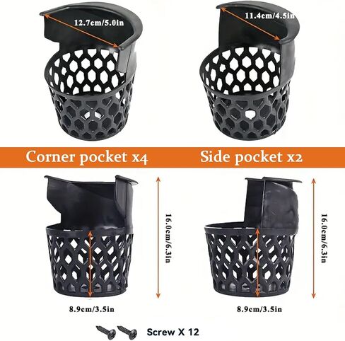6-Pack Pool Table Pockets Replacement – Universal Fit for fit Replacement Pockets Billiard Table & Commercial Tables, High-Impact ABS Plastic, Tool-Free Installation, Durable Pool Table Accessories in Kuwait