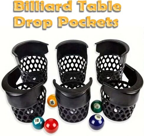 6-Pack Pool Table Pockets Replacement – Universal Fit for fit Replacement Pockets Billiard Table & Commercial Tables, High-Impact ABS Plastic, Tool-Free Installation, Durable Pool Table Accessories in Kuwait