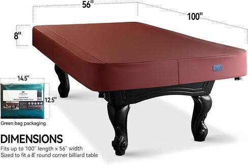 Heavy Duty Leatherette Billiard Pool Table Cover, Waterproof & Tearproof Cover for Pool Table 7/8/9FT (10 Colors Available) (8 Feet/Bordeaux red) in Kuwait