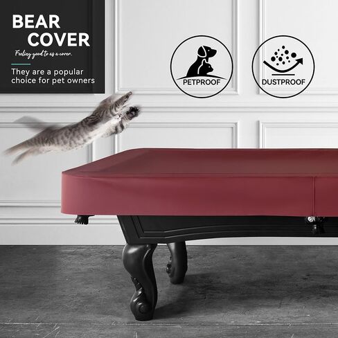 Heavy Duty Leatherette Billiard Pool Table Cover, Waterproof & Tearproof Cover for Pool Table 7/8/9FT (10 Colors Available) (8 Feet/Bordeaux red) in Kuwait