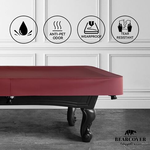 Heavy Duty Leatherette Billiard Pool Table Cover, Waterproof & Tearproof Cover for Pool Table 7/8/9FT (10 Colors Available) (8 Feet/Bordeaux red) in Kuwait