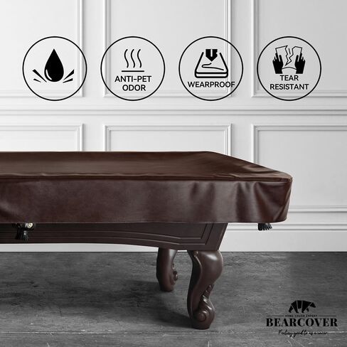 Heavy Duty Leatherette Billiard Pool Table Cover, Waterproof & Tearproof Cover for Pool Table 7/8/9FT 7Feet-Chestnut in Kuwait