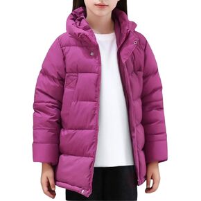 Winter Jackets for Girls Quilted Puffer Hooded Jacket Kids Lightweight Down Coat Fleece Warm Comfy Parka Outwear in Kuwait