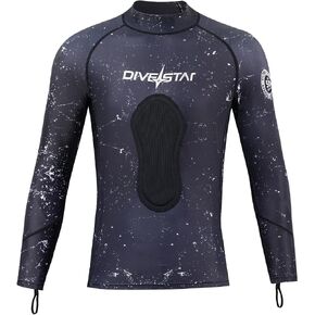 Black Camouflage Rash Guard Top/Pants for Men, Split UV Protection Wetsuit Dive Skins for Spearfishing Snorkeling Surfing Scuba Diving Swimming in Kuwait