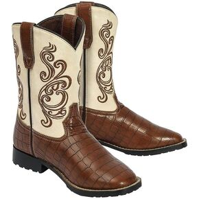 TuffRider Youth Shenandoah Rounded Toe Western Boot- Brown w/Light Pink- 5Y in Kuwait