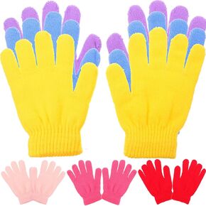 HANABASS 6 Pairs Finger Gloves for Outdoor Activities, Warm and Lightweight Acrylic Yarn Mittens with Velvet Lining, Thickened Winter Gloves for Ages 4-7 in Kuwait