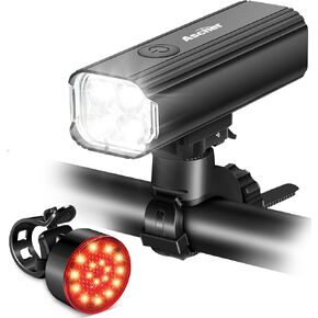 أضواء دراجة Ascher 1000 Lumens فائقة السطوع للركوب الليلي، ضوء دراجة قابل لإعادة الشحن USB من النوع C أمامي وخلفي، 4 أوضاع إضاءة، مصباح أمامي مقاوم للماء للدراجة وضوء خلفي لركوب الدراجات على الطريق in Kuwait