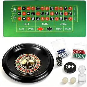 تشتمل مجموعة ألعاب Casino Night الكاملة على عجلة روليت خضراء مقاس 16 بوصة مقاس 35 بوصة × 16 بوصة، وبساط تخطيط منضدية مطاطي، و100 قطعة من أزرار تاجر الرقائق، ومجموعات ألعاب الكازينو، وأفكار للهدايا in Kuwait