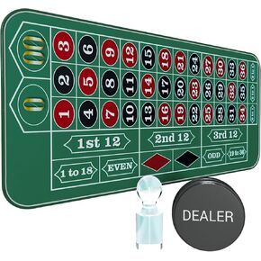 11 Inch Roulette Wheel Set for Adults with Rubber Roulette Table Mat 35" x 16" Wood Roulette Wheel 11 Inch 100 Poker Chips Set Win Mark Dealer Button-Black in Kuwait