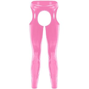 رجل Wetlook Crotchless السراويل البلاستيكية والجلود الفخذ العليا الجوارب السراويل طماق عالية الخصر انقطاع القطب نادي الرقص in Kuwait