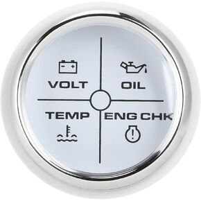 Boat Alarm Indicator with Anti-fog Function for Marine Boat Volt Water Temperature Oil Meter (Silver Dial with White Dial) in Kuwait