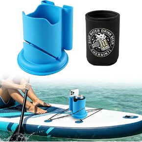 CHERAINTI Paddle Board Cup Holder, No-Spill Paddle Board Cup Drink Holder with Can Cooler Sleeve, Universal 2-in-1 Drink and Phone Holders, Paddleboard Accessories for SUPs Boat Surfboard Canoes in Kuwait
