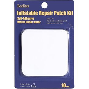 Breliter Inflatable Patch Repair Kit - Waterproof TPU Pool Repair Tape, Heavy Duty Repair Patch for Air Mattress, Bounce House, Inflatable Toys, Tent, Swimming Ring - 10 Packs of 2.5in x 2.5in, Square in Kuwait