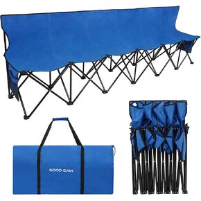 G GOOD GAIN Portable Soccer Bench - Team Bench Soccer 8 Seats with Bag, Sideline Folding Bench, Folded Chair Seating 8 for Football Camp Outdoor Sport Events, Team Chairs for Adults, Black in Kuwait