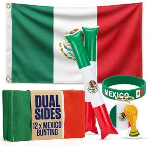 2026 World Cup Supporter Set – Bunting, Thundersticks, Wristband & Keyring – Football Fan Set, USA/Mexico/England in Kuwait