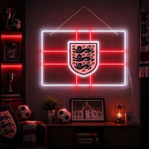 England Flag Soccer Neon Sign, USB LED Neon Light for Soccer Fan Room Decor with Hanging Chain & Wall Anchors, 17.7x12.2 Inch, England Game Day Wall Light for Bedroom, Bar, Party, Watch Party Decorations in Saudi Arabia