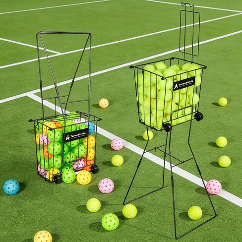 Tennis Ball Hopper, Portable Pickleball Ball Holder with Locking Legs, Holds 75 Tennis Balls or 50 Pickleballs, Sturdy Steel for Tennis Training and Teaching in Kuwait