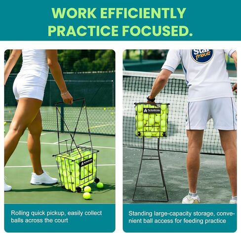 Tennis Ball Hopper, Portable Pickleball Ball Holder with Locking Legs, Holds 75 Tennis Balls or 50 Pickleballs, Sturdy Steel for Tennis Training and Teaching in Kuwait