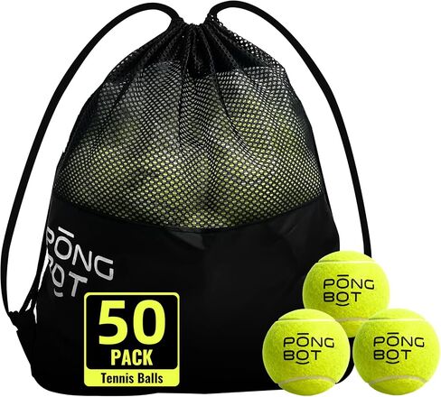 PONGBOT 50 Pack Tennis Balls with Bag, Pressureless and High Elasticity for Practice, Exercise, Beginner Training Play in Kuwait