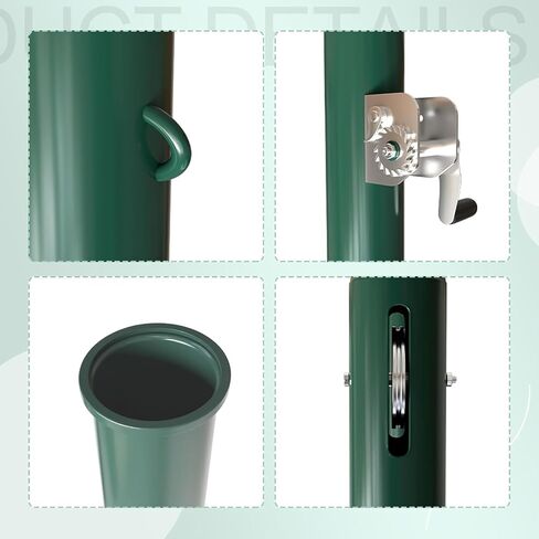 Professional Tennis Posts,Heavy-Duty 3" Tennis Poles & Double Reels, Outdoor Indoor Round Tennis Posts with Ground Sleeves, for Backyard Driveway Court Kit (Net Not Included) (Green) in Kuwait