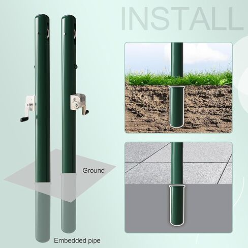 Professional Tennis Posts,Heavy-Duty 3" Tennis Poles & Double Reels, Outdoor Indoor Round Tennis Posts with Ground Sleeves, for Backyard Driveway Court Kit (Net Not Included) (Green) in Kuwait
