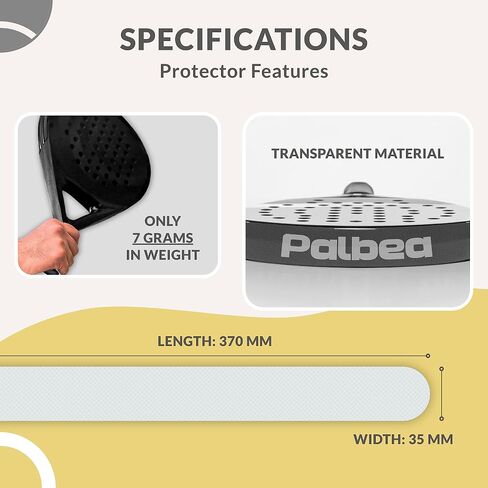 Palbea Transparent Padel Racket Protector - Pack of 1/2/3/5 - Rough & Lightweight Frame Tape. Edge Protector Durable & Easy to Replace. Padel Accesories Dimensions 3.5x37cm/1.38x14.57in. in Kuwait
