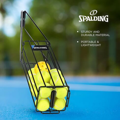 Spalding - Pickleball & Tennis Ball Hopper, Portable Ball Collector & Storage Basket with Carry Handle, Easy Pick-Up for Practice & Training (Black) in Kuwait