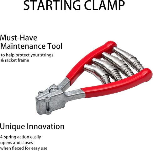 Stringing Starting Clamp 4-Spring for Tennis & Badminton Racket - Zinc Alloy with Thread Protection, Red in Kuwait