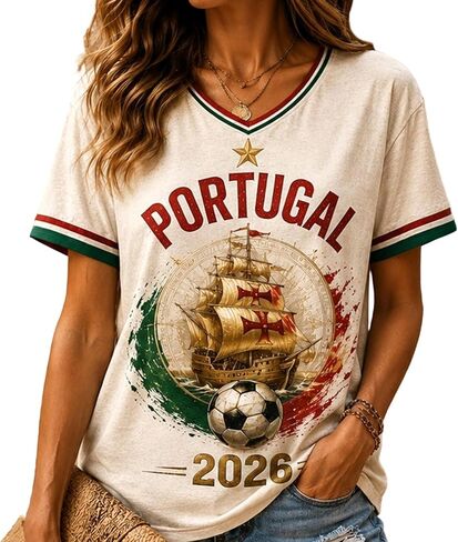 جيرسي للنساء مشجعي كرة القدم العالمية الفانيلة كأس كرة القدم 2026 جيرسي قصيرة الأكمام الخامس الرقبة قمصان العلم الرياضة القمم الصيف in Kuwait