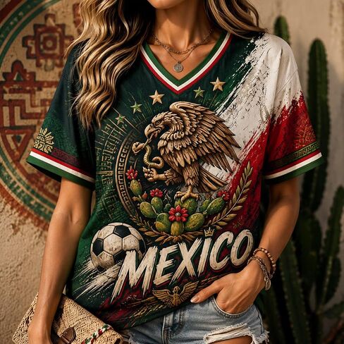 جيرسي للنساء مشجعي كرة القدم العالمية الفانيلة كأس كرة القدم 2026 جيرسي قصيرة الأكمام الخامس الرقبة قمصان العلم الرياضة القمم الصيف in Kuwait
