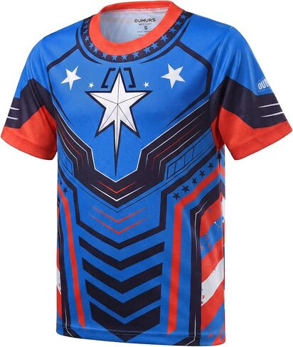 Oumurs Kids Cycling Jersey Youth Motocross Jersey for Boys Girls 3-14 Years Old Moisture Wicking Short Sleeve in Kuwait