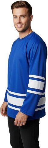 LIME TREE Long Sleeve Hockey Jersey -RoyalWhite-XL in Kuwait