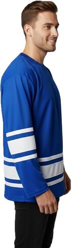 LIME TREE Long Sleeve Hockey Jersey -RoyalWhite-XL in Kuwait