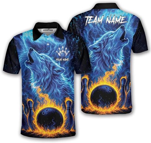 Wolf Bowling Shirts for Men Women, Custom Wolves Bowling Polo Shirts, Personalized Wolf Bowling Jerseys in Kuwait