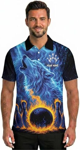 Wolf Bowling Shirts for Men Women, Custom Wolves Bowling Polo Shirts, Personalized Wolf Bowling Jerseys in Kuwait