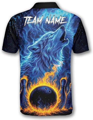 Wolf Bowling Shirts for Men Women, Custom Wolves Bowling Polo Shirts, Personalized Wolf Bowling Jerseys in Kuwait