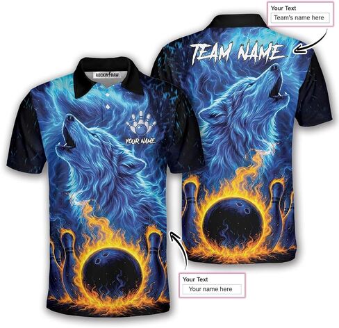 Wolf Bowling Shirts for Men Women, Custom Wolves Bowling Polo Shirts, Personalized Wolf Bowling Jerseys in Kuwait