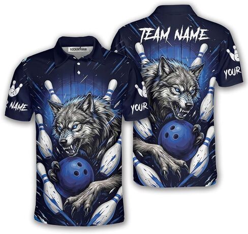 Wolf Bowling Shirts for Men Women, Custom Wolves Bowling Polo Shirts, Personalized Wolf Bowling Jerseys in Kuwait
