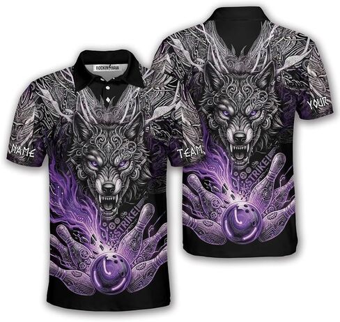 Wolf Bowling Shirts for Men Women, Custom Wolves Bowling Polo Shirts, Personalized Wolf Bowling Jerseys in Kuwait
