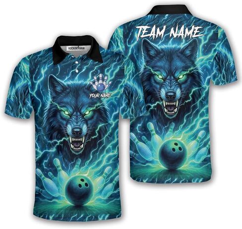 Wolf Bowling Shirts for Men Women, Custom Wolves Bowling Polo Shirts, Personalized Wolf Bowling Jerseys in Kuwait